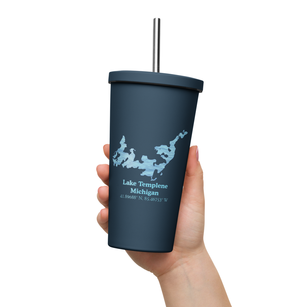 Lake Templene 20 oz. Insulated Stainless Steel Tumbler & Metal Straw