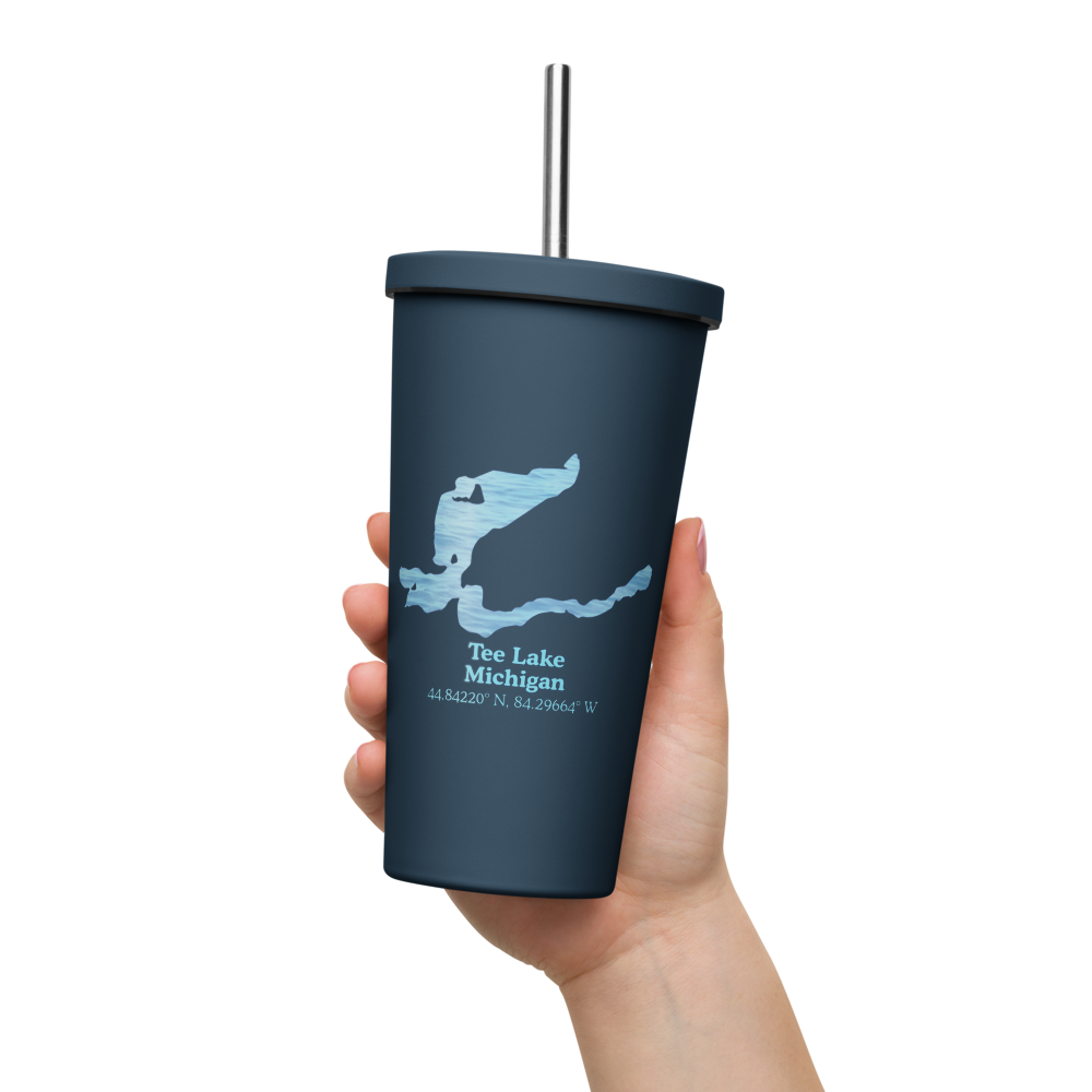 Tee Lake 20 oz. Insulated Stainless Steel Tumbler & Metal Straw