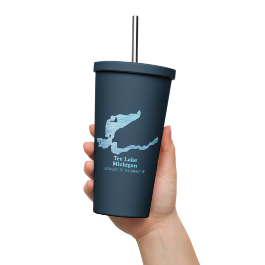 Tee Lake 20 oz. Insulated Stainless Steel Tumbler & Metal Straw