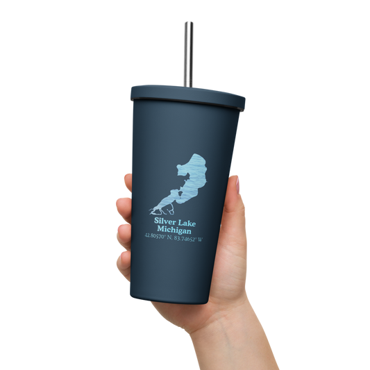 Silver Lake 20 oz. Insulated Stainless Steel Tumbler & Metal Straw