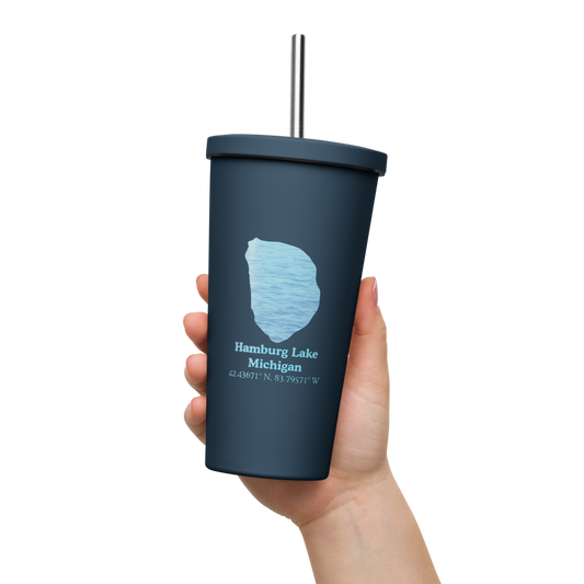 Hamburg Lake 20 oz. Insulated Stainless Steel Tumbler & Metal Straw