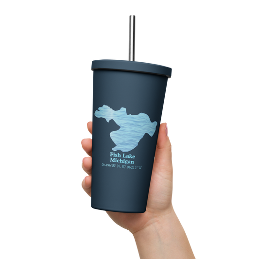 Fish Lake 20 oz. Insulated Stainless Steel Tumbler & Metal Straw