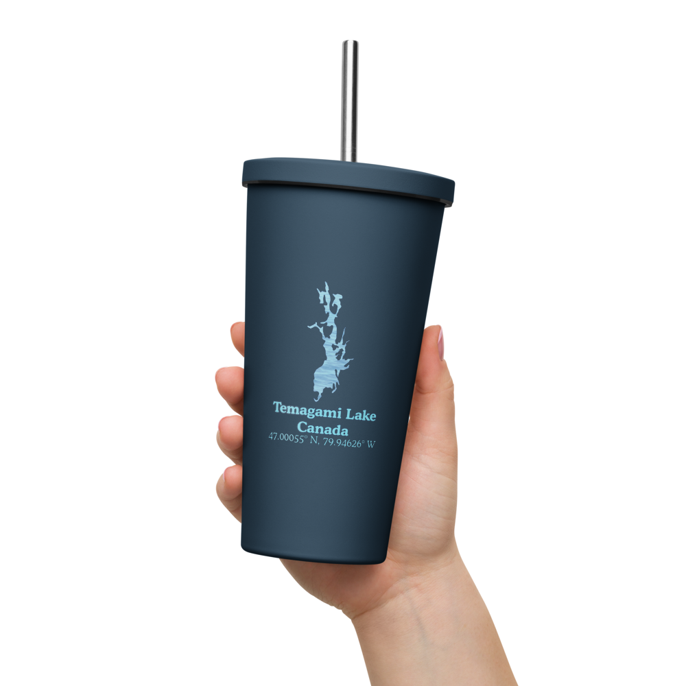Temagami Lake 20 oz. Insulated Stainless Steel Tumbler & Metal Straw