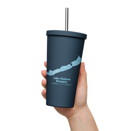 Lake Balaton 20 oz. Insulated Stainless Steel Tumbler & Metal Straw