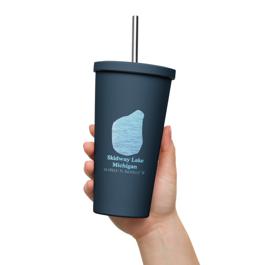 Skidway Lake 20 oz. Insulated Stainless Steel Tumbler & Metal Straw