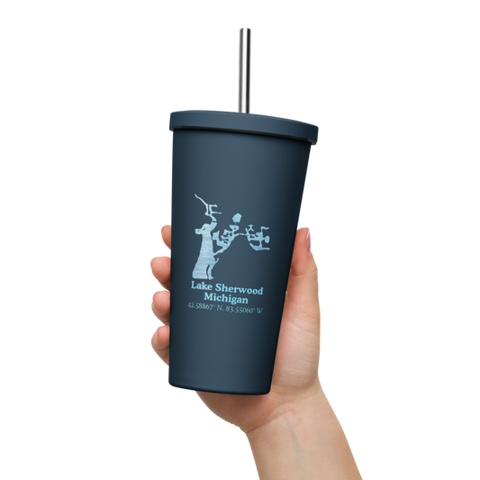 Lake Sherwood 20 oz. Insulated Stainless Steel Tumbler & Metal Straw