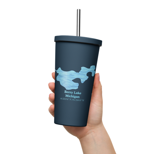 Berry Lake 20 oz. Insulated Stainless Steel Tumbler & Metal Straw