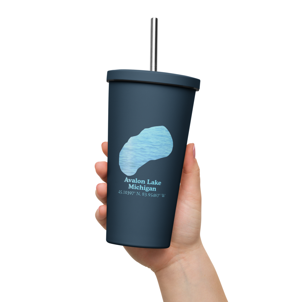 Avalon Lake 20 oz. Insulated Stainless Steel Tumbler & Metal Straw