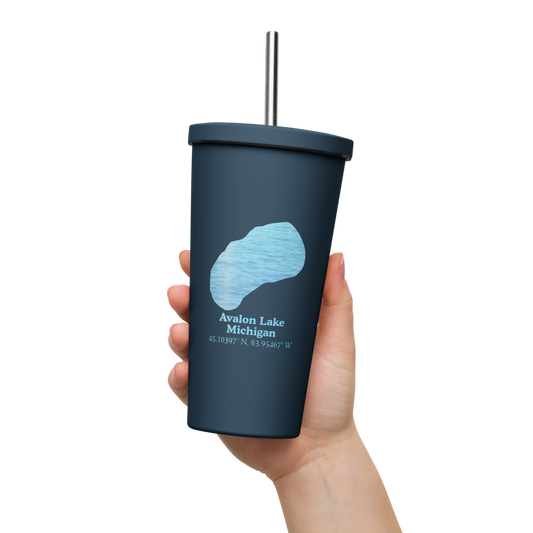 Avalon Lake 20 oz. Insulated Stainless Steel Tumbler & Metal Straw