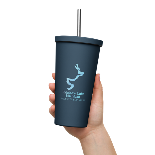 Rainbow Lake 20 oz. Insulated Stainless Steel Tumbler & Metal Straw