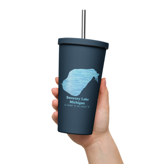 Sweezey Lake 20 oz. Insulated Stainless Steel Tumbler & Metal Straw