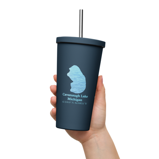 Cavanaugh Lake 20 oz. Insulated Stainless Steel Tumbler & Metal Straw
