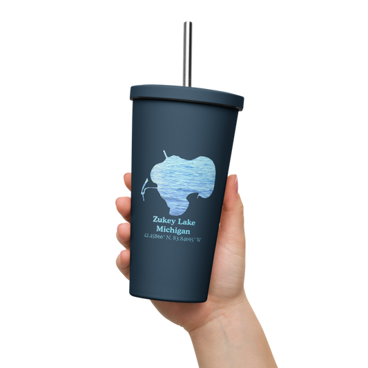 Zukey Lake 20 oz. Insulated Stainless Steel Tumbler & Metal Straw