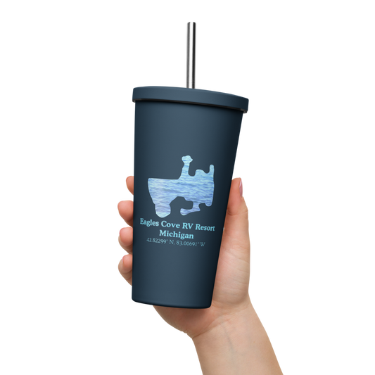 Eagles Cove RV Resort 20 oz. Insulated Stainless Steel Tumbler & Metal Straw