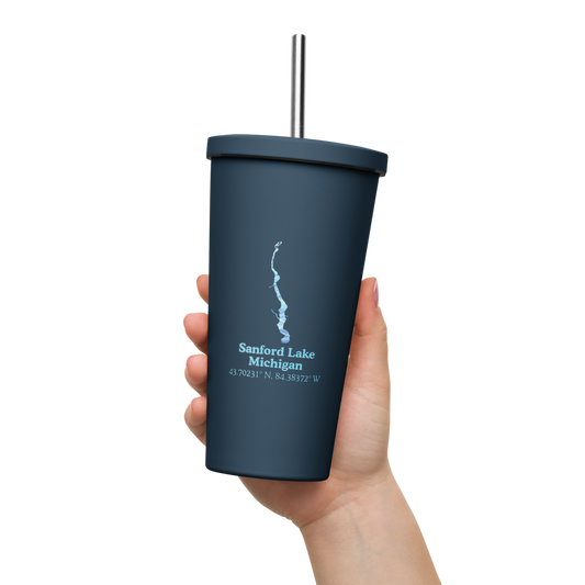 Sanford Lake 20 oz. Insulated Stainless Steel Tumbler & Metal Straw