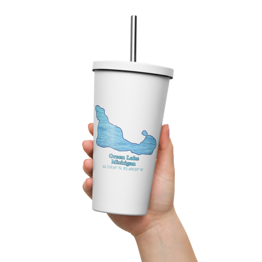 Green Lake 20 oz. Insulated Stainless Steel Tumbler & Metal Straw