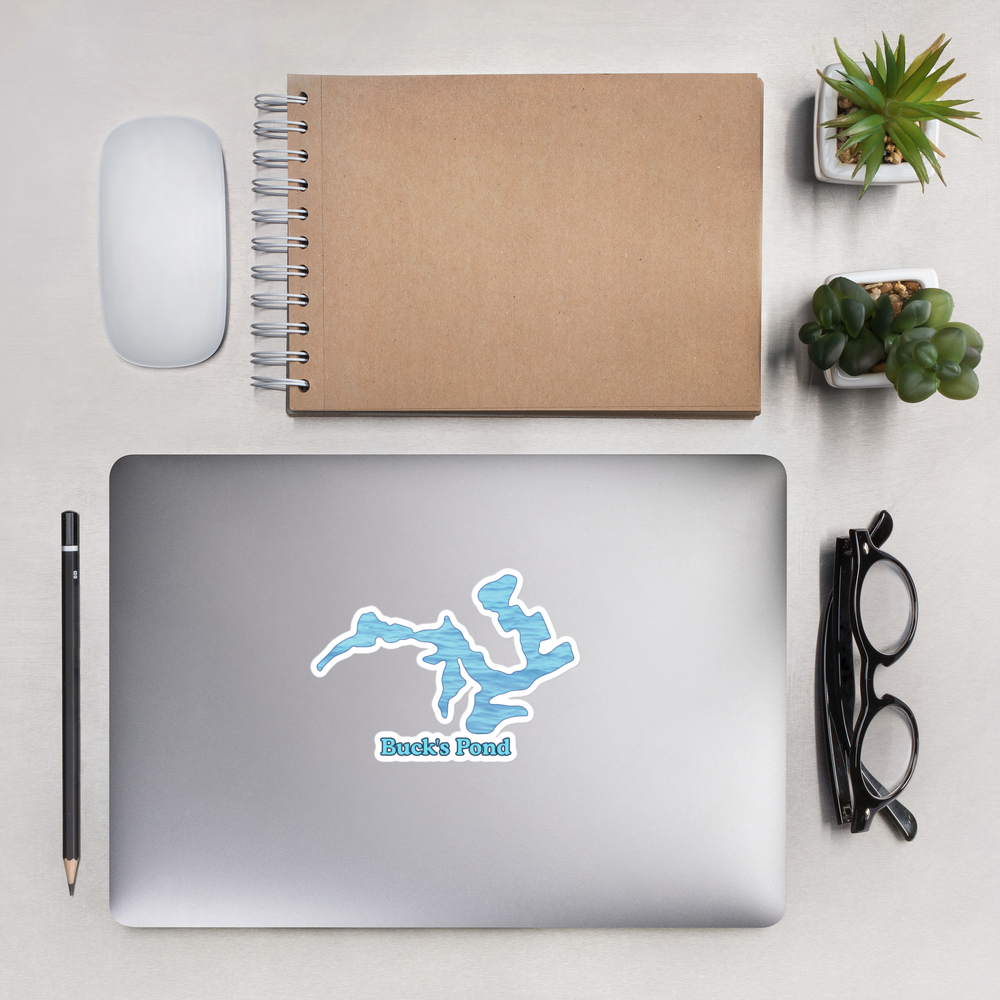 Buck's Pond Stickers in two sizes