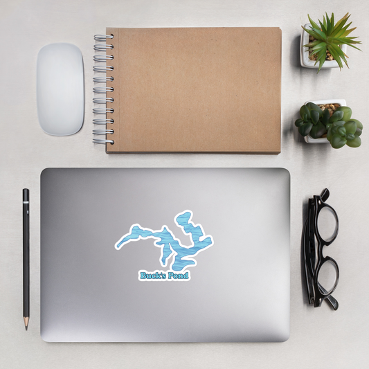 Buck's Pond Stickers in two sizes