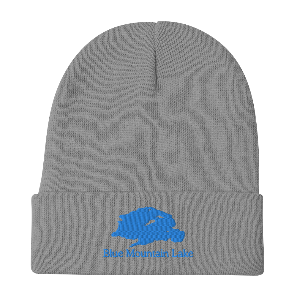 Blue Mountain Lake Embroidered Beanie Hat