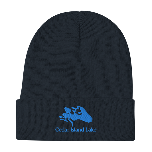 Embroidered Beanie with Cedar Island Lake