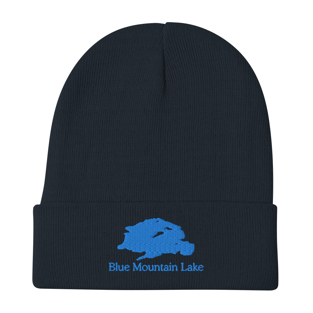 Blue Mountain Lake Embroidered Beanie Hat