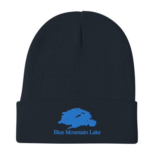 Blue Mountain Lake Embroidered Beanie Hat