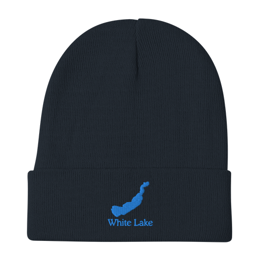 White Lake Embroidered Beanie Hat