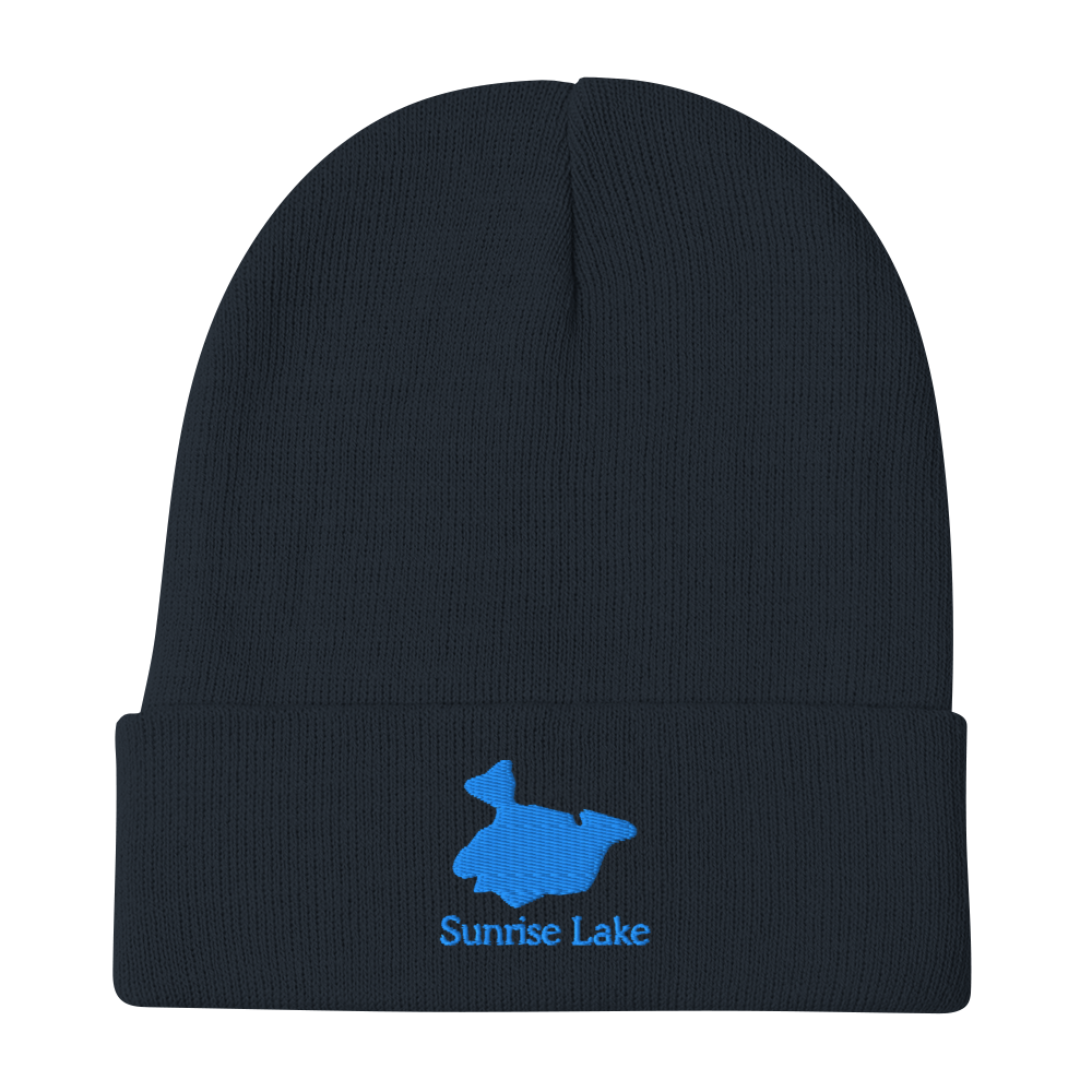 Sunrise Lake Embroidered Beanie Hat
