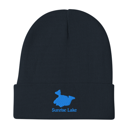 Sunrise Lake Embroidered Beanie Hat