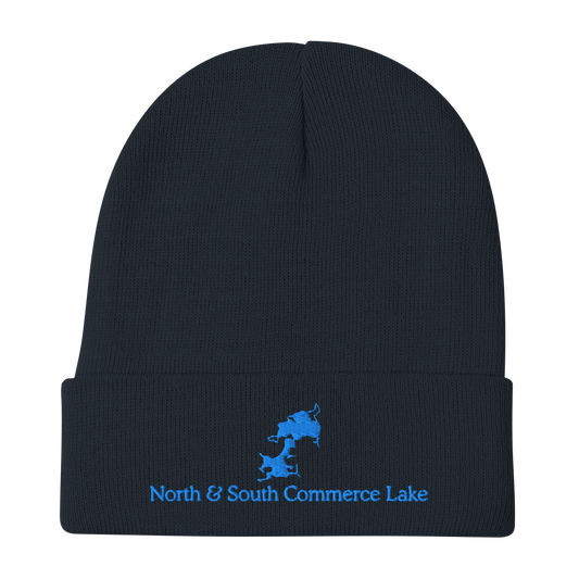 North & South Commerce Lake Embroidered Beanie Hat