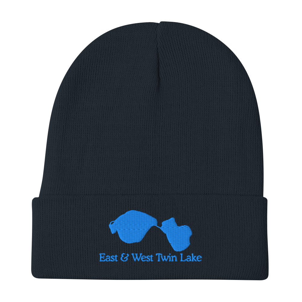 East & West Twin Lake Embroidered Beanie Hat