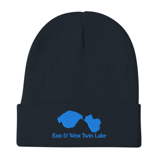 East & West Twin Lake Embroidered Beanie Hat