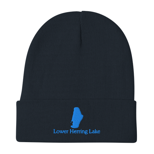 Lower Herring Lake Embroidered Beanie Hat