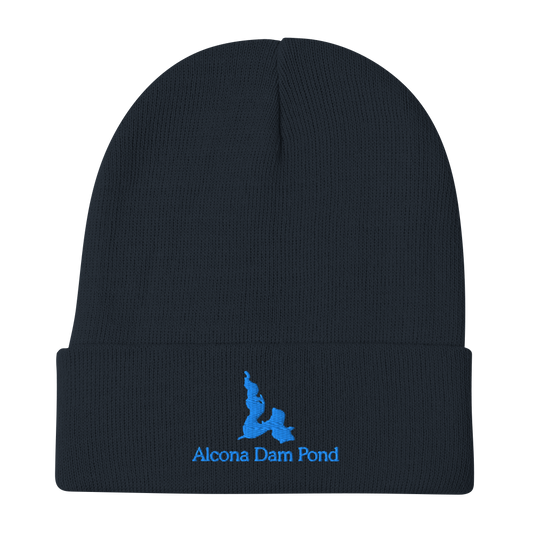 Alcona Dam Pond Embroidered Beanie Hat