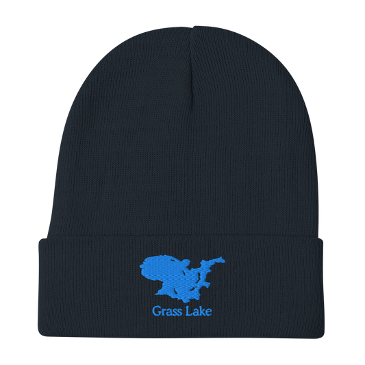 Grass Lake Embroidered Beanie Hat