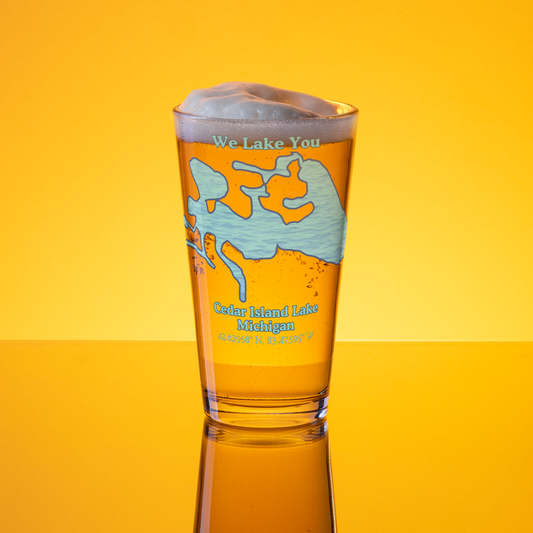 16 oz Pint Glass with Cedar Island Lake