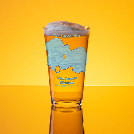 16 oz Pint Glass with Lake Angelus
