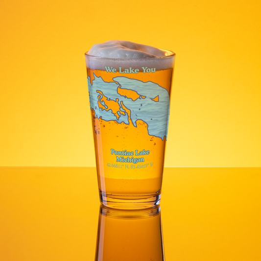 16 oz Pint Glass with Pontiac Lake