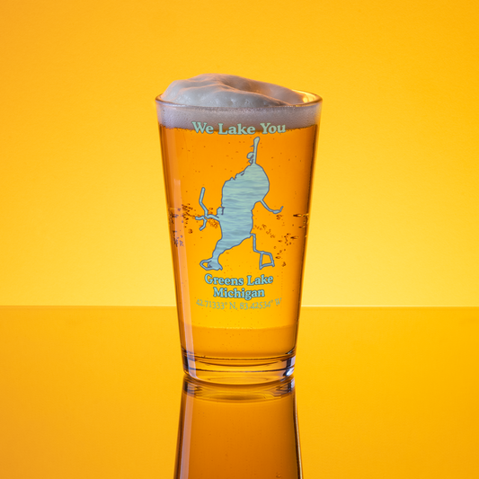 16 oz Pint Glass with Greens Lake
