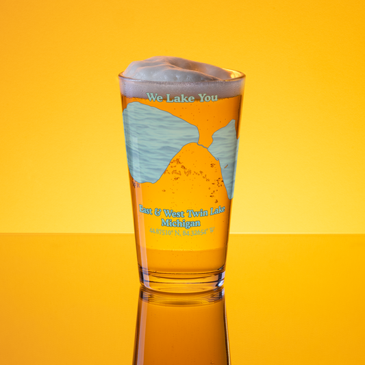 East & West Twin Lake 16 oz Pint Glass