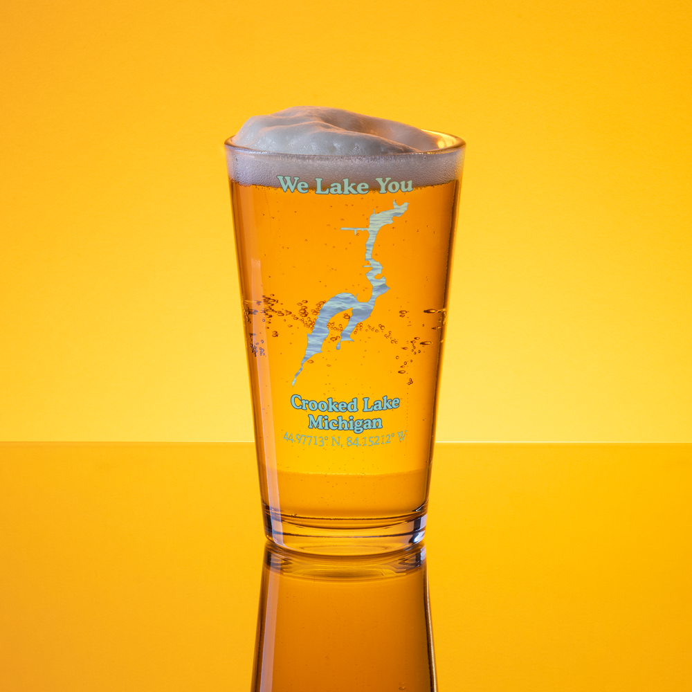 Crooked Lake 16 oz Pint Glass