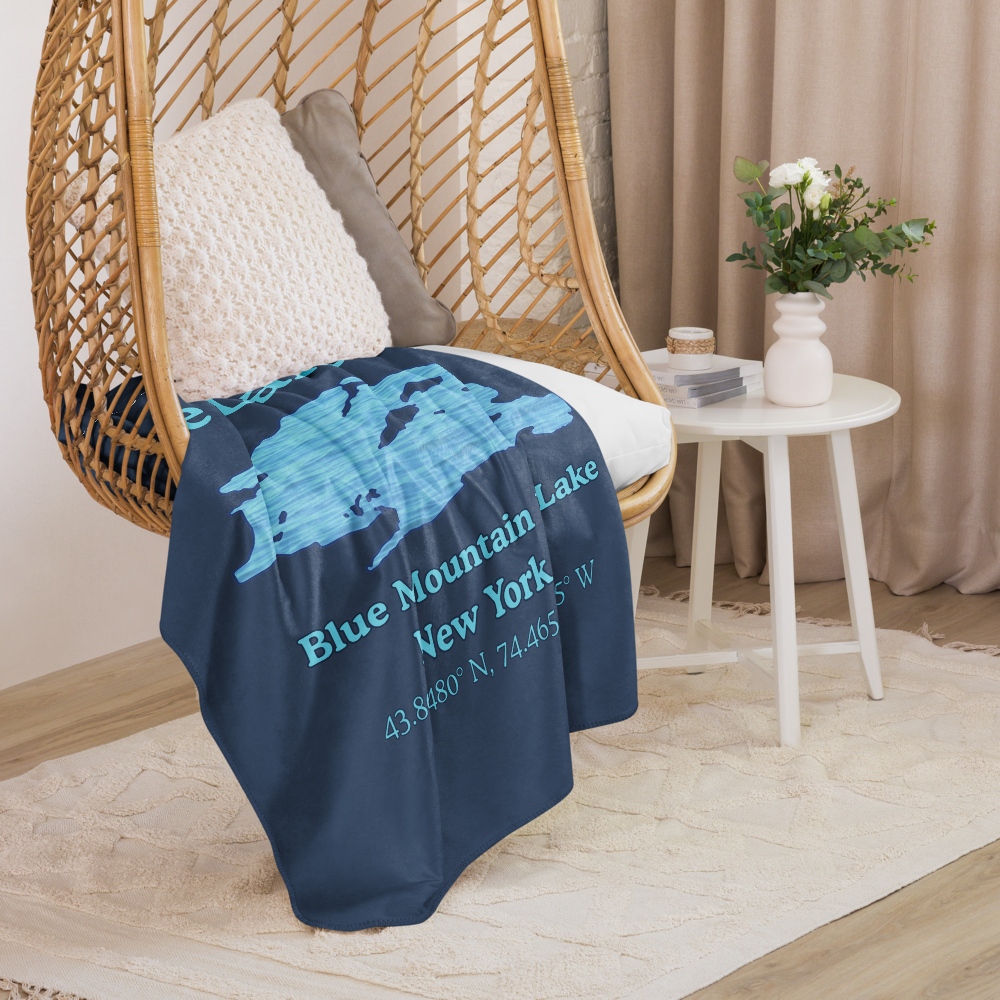 Blue Mountain Lake Sherpa Blanket