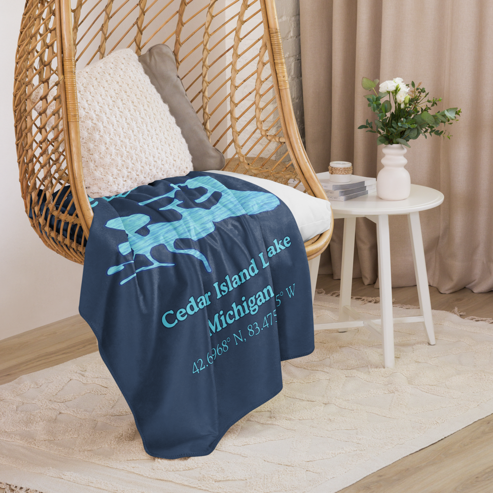 Sherpa blanket with Cedar Island Lake