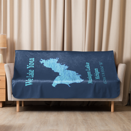 Muskegon Lake Sherpa Blanket