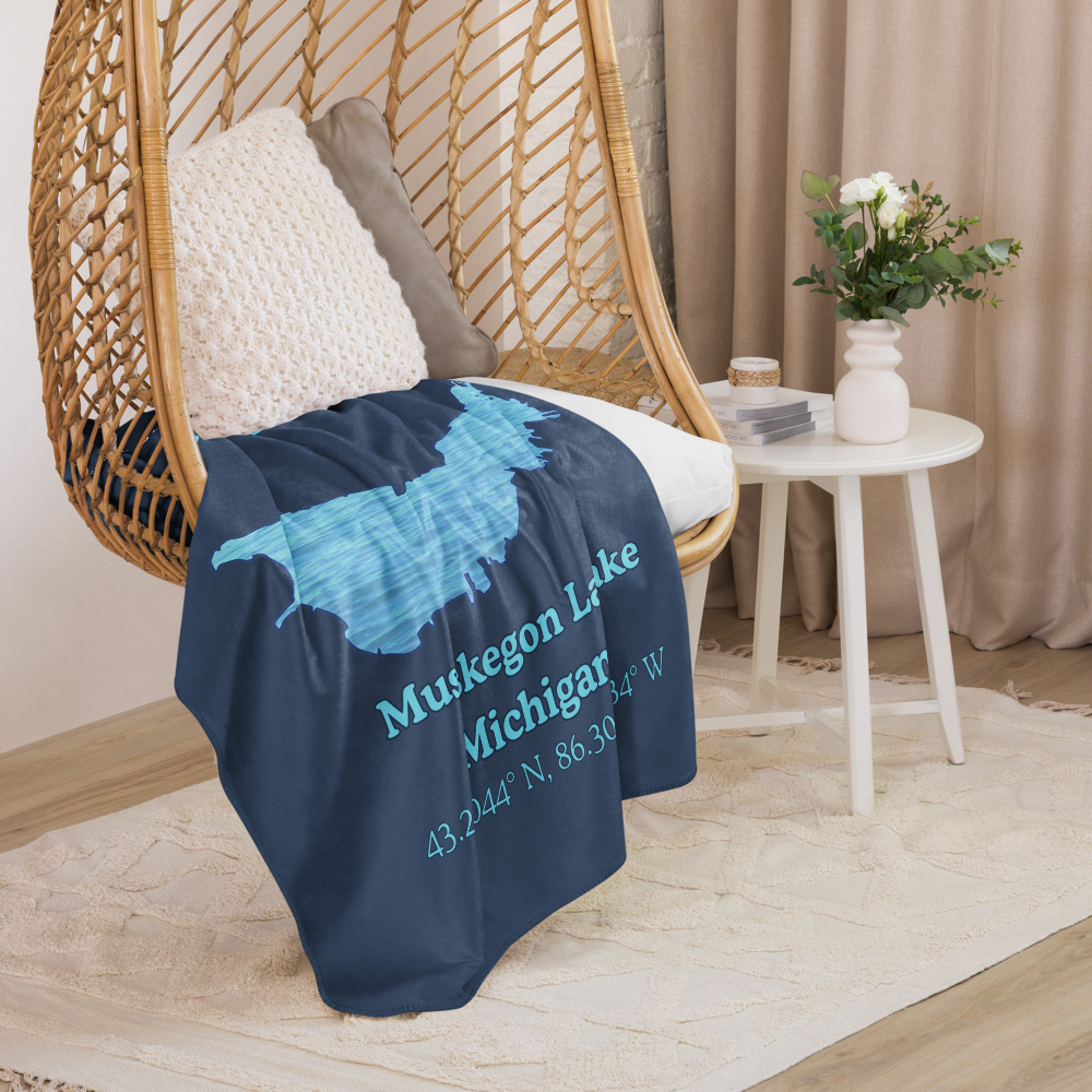 Muskegon Lake Sherpa Blanket