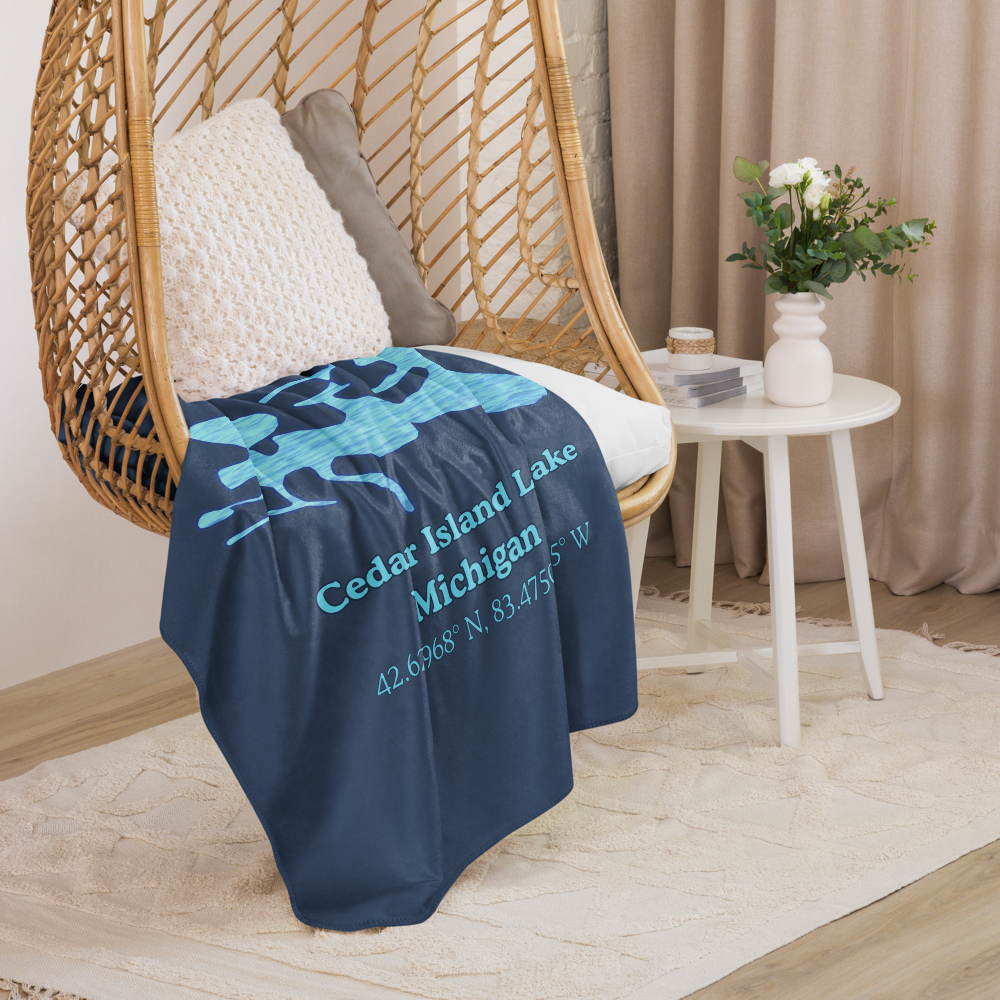 Sherpa blanket with Cedar Island Lake