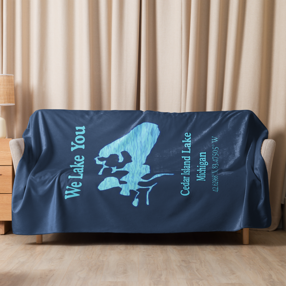 Sherpa blanket with Cedar Island Lake