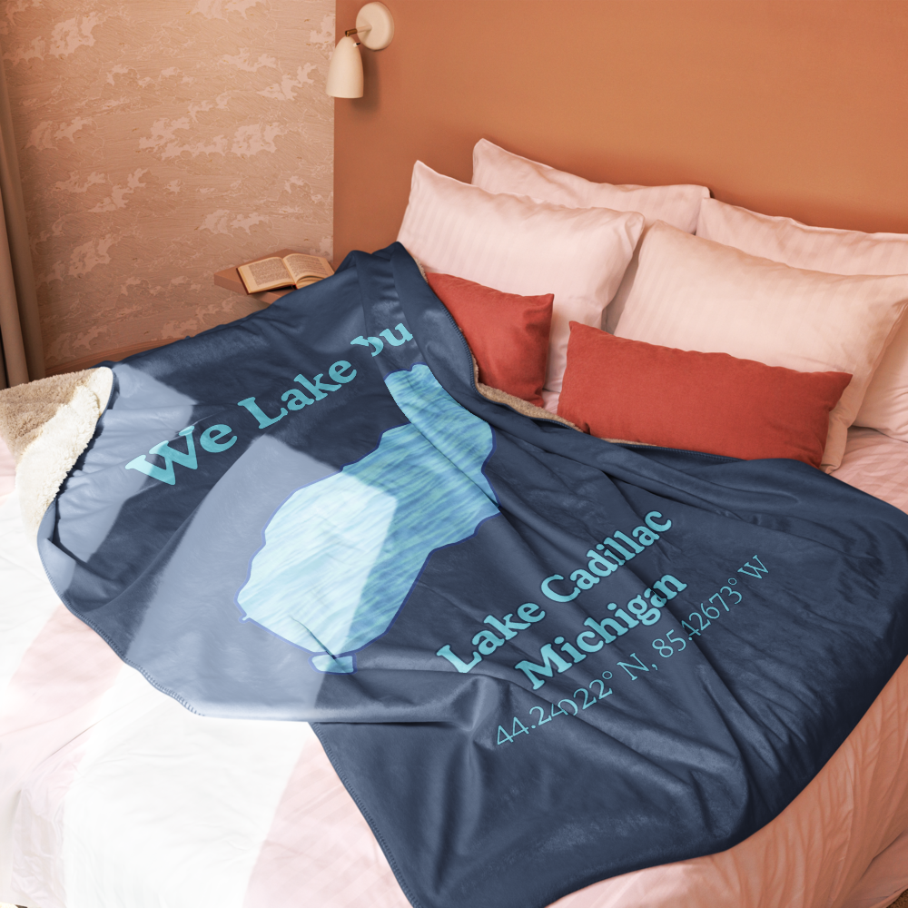 Sherpa blanket with Lake Cadillac