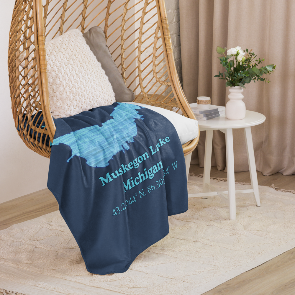 Muskegon Lake Sherpa Blanket