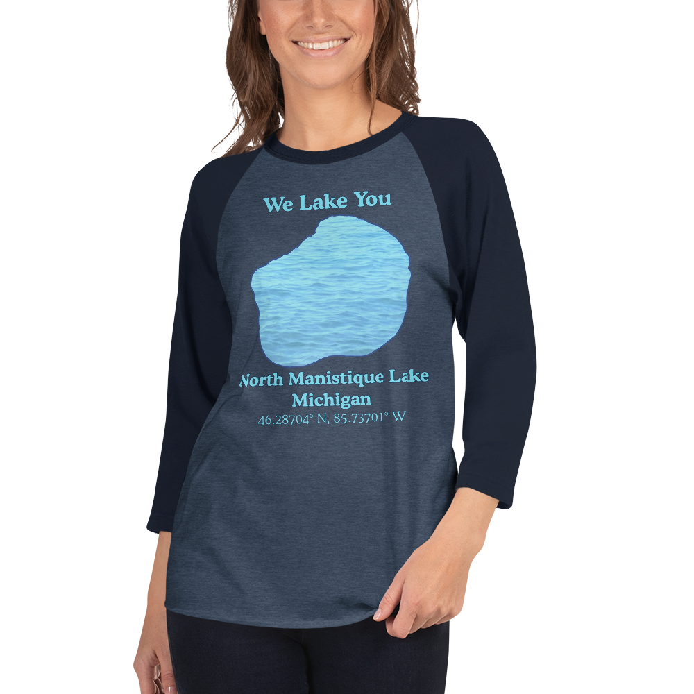North Manistique Lake Raglan 3/4 Sleeve Unisex T-shirt